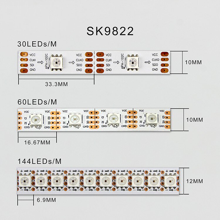 Digitaler SK9822 Pixel IC für Video mit hoher FPS Bildwiederholrate