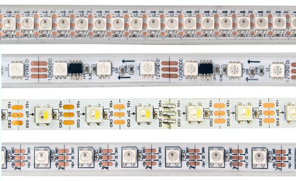 Verschiedene adressierbare LED-Strips im Vergleich – WS2812B, SK6812, APA102 und weitere