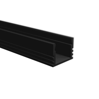 PK2 LED AUFBAU-Profil 200cm, hoch, schwarz RAL9005, LED Stripes max. 12mm