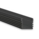 PL2 LED AUFBAU-Profil 200 cm, hoch,  schwarz RAL 9005 LED Stripes max. 12 mm