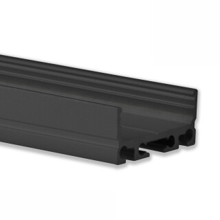 PN4 LED AUFBAU-Profil 200 cm, flach,  schwarz RAL 9005 LED Stripes max. 24 mm