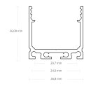 PN6n LED AUFBAU-Profil 200 cm, hoch,  schwarz RAL 9005 LED Stripes max. 24 mm
