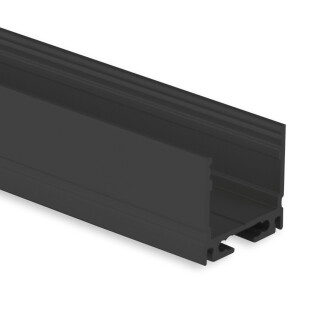 PN8 LED AUFBAU-Profil 200 cm,  schwarz RAL 9005 LED Stripes max. 16 mm