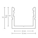 PO16 LED AUFBAU-Profil 200 cm, schwarz RAL 9005 mini, LED Stripes max. 8 mm