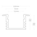 PK3 LED EINBAU-Profil 200cm, hoch/Flügel, LED Stripes max. 12mm