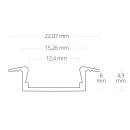 PK8 LED EINBAU-Profil 200cm, flach/Flügel, LED Stripes max. 12mm