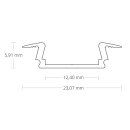PL8 LED EINBAU-Profil 200 cm, flach/Flügel, LED Stripes max. 12 mm