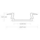 PL8 LED EINBAU-Profil 200 cm, flach/Flügel,  weiß RAL 9010, LED Stripes max. 12 mm