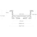 PN5 LED EINBAU-Profil 200 cm, flach/Flügel, schwarz RAL 9005, LED Stripes max. 24 mm