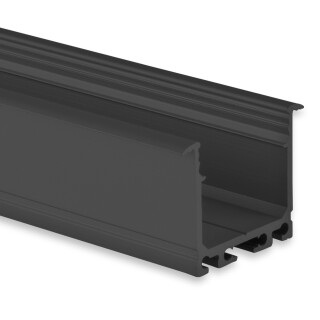 PN7n LED EINBAU-Profil 200 cm, hoch, schwarz RAL 9005 LED Stripes max. 24 mm