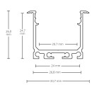 PN7n LED EINBAU-Profil 200 cm, hoch, weiß RAL 9010 LED Stripes max. 24 mm