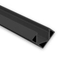 PO23 LED ECK-Profil, 200 cm,  schwarz RAL 9005 LED Stripes max. 11 mm