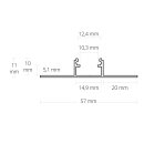 FP1 LED Fliesenprofil Mitte 200 cm, LED Stripes max. 14 mm
