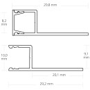 FP3 LED Fliesenprofil Abschluss oben 200 cm, weiß RAL 9003, LED Stripes max. 10mm