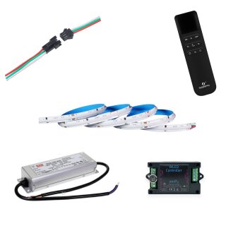 L033 RGBW COB 24V 5 Meter Set mit WLED / Netzteil / Fernbedienung und Stecker