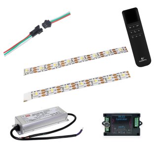 L045 RGBW SMD 5 Meter Set mit WLED / Netzteil / Fernbedienung und Stecker